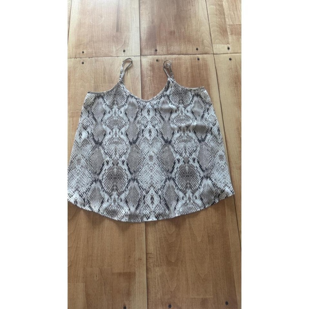 Apt. 9 Womens Snakeskin Print Camisole Tank Top Gray Beige XS